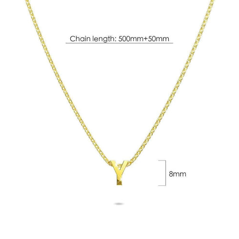 Initials Brick Alphabet Letter Necklace Gold Layered Steel Jewellery
